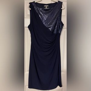 Roz & Ali Women’s Plus Size Sleeveless Sequined Evening Dress Size 16W, Navy
